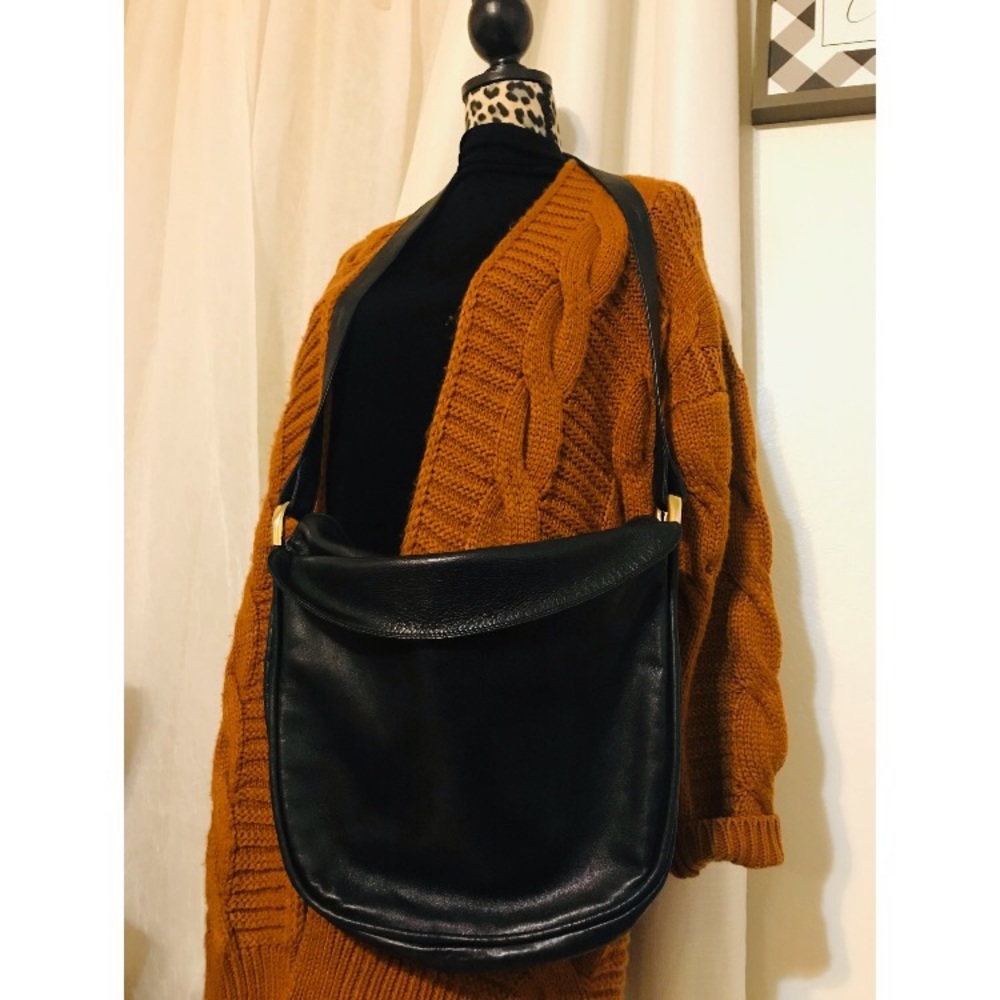 Black leather handbag